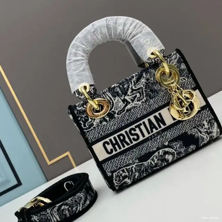 Mini de D-lite Lady Toile Motif Canvas Bag Jouy Black 0509